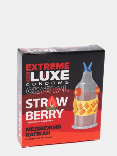 Презерватив стимулирующий Luxe Extreme Медвежий капкан Клубника, 1 шт 09275 - Luxe - Презервативы с усиками - Купить