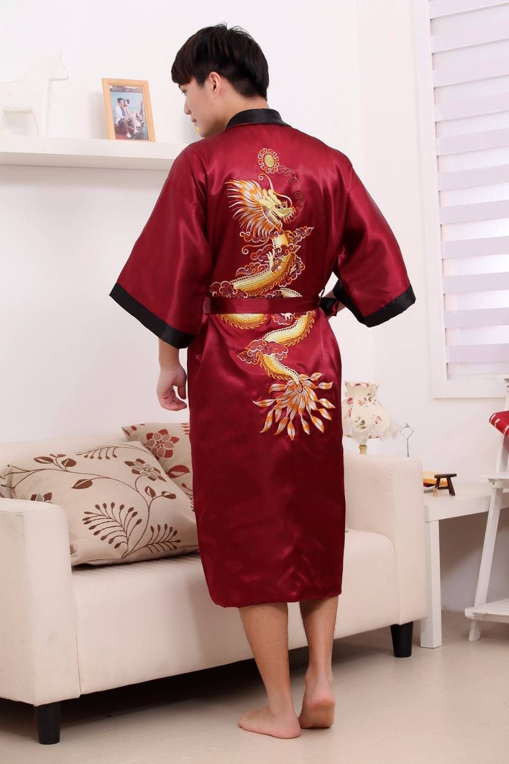 Мужской халат кимоно шёлковый