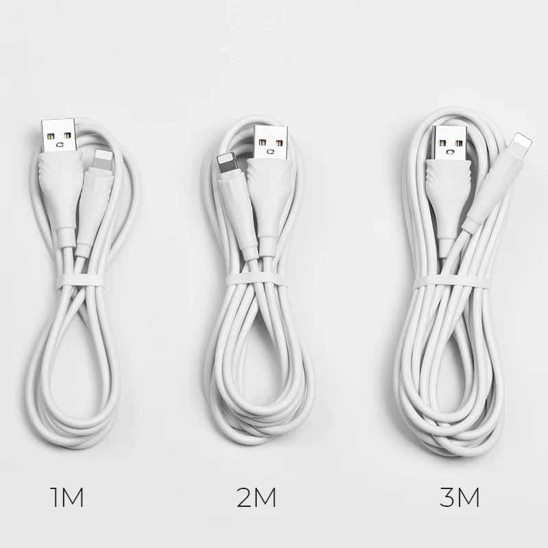Кабель для iphone USB - Lightning(8-Pin) Borofone BX18 1м / 2м / 3м быстрая зарядка