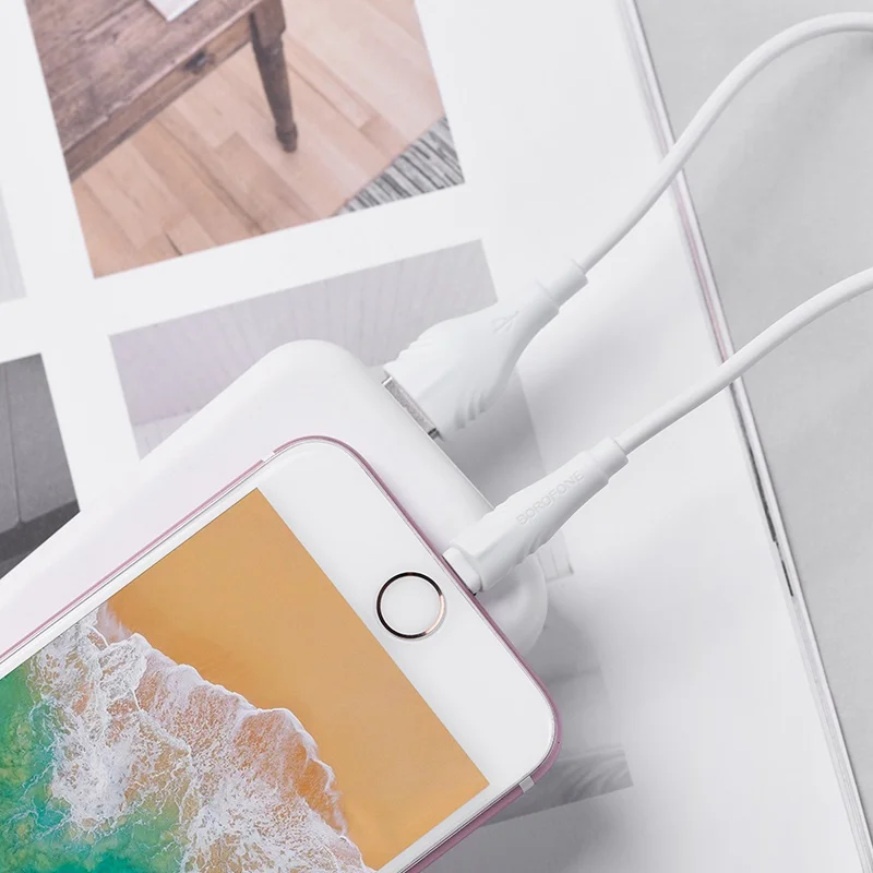 Кабель для iphone USB - Lightning(8-Pin) Borofone BX18 1м / 2м / 3м быстрая зарядка