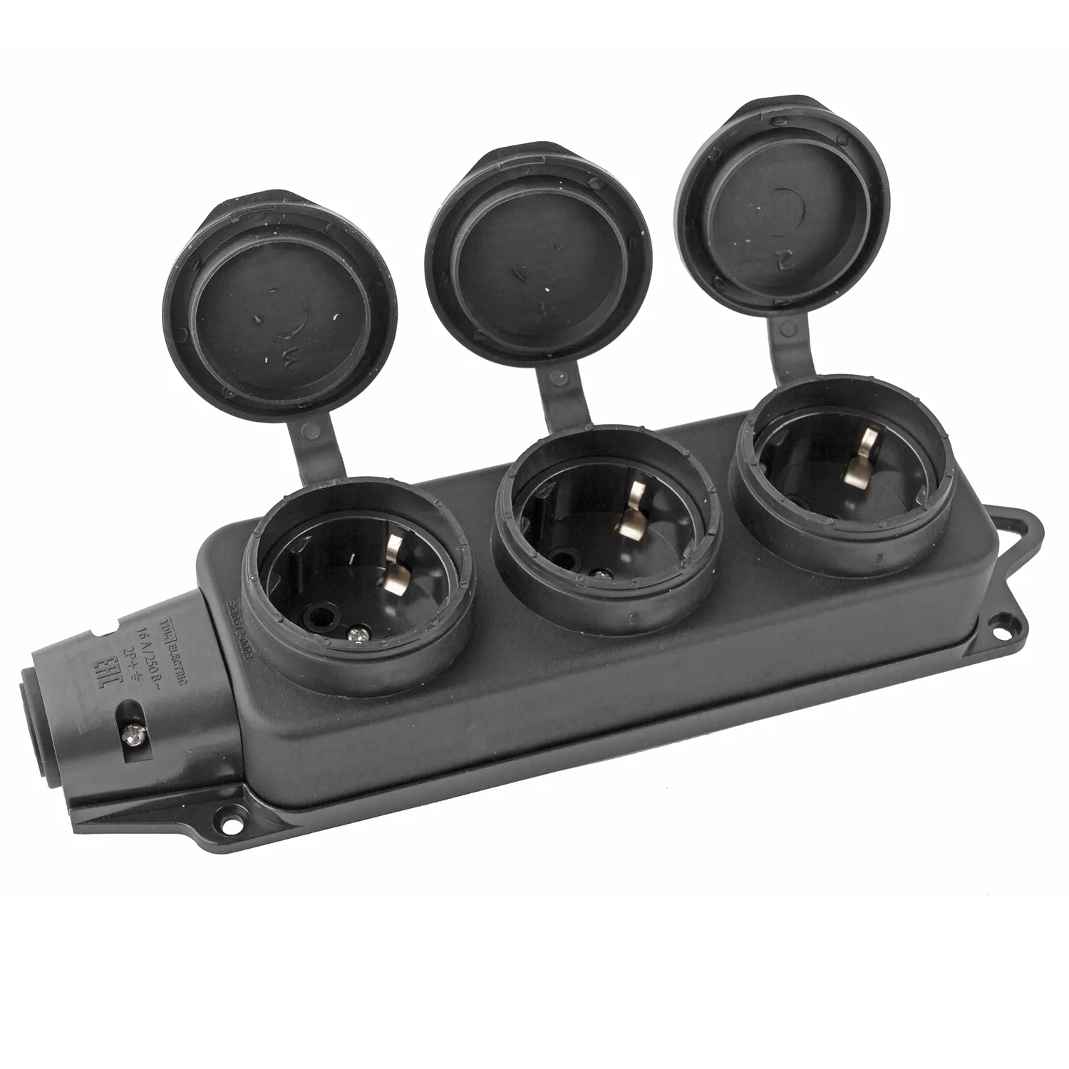 Розетка 2Р+РЕ 16А 3-х местная с заглушками каучук TDM 0612-0008 за 484. ...