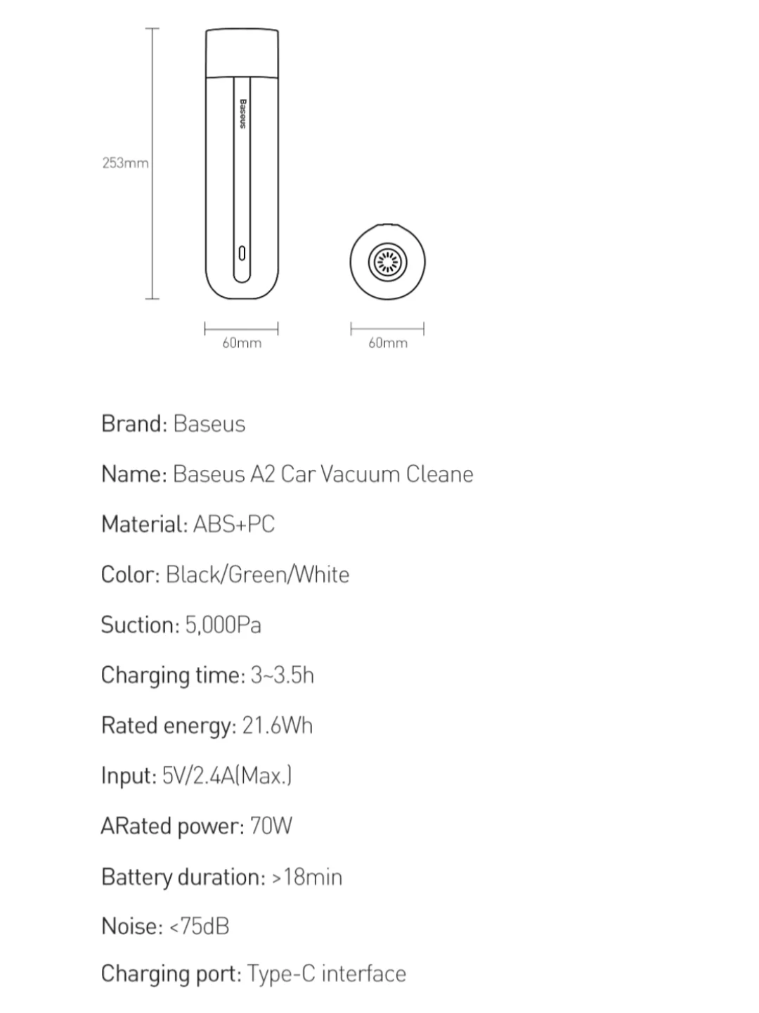 Baseus A2 Pro Car Vacuum Cleaner 