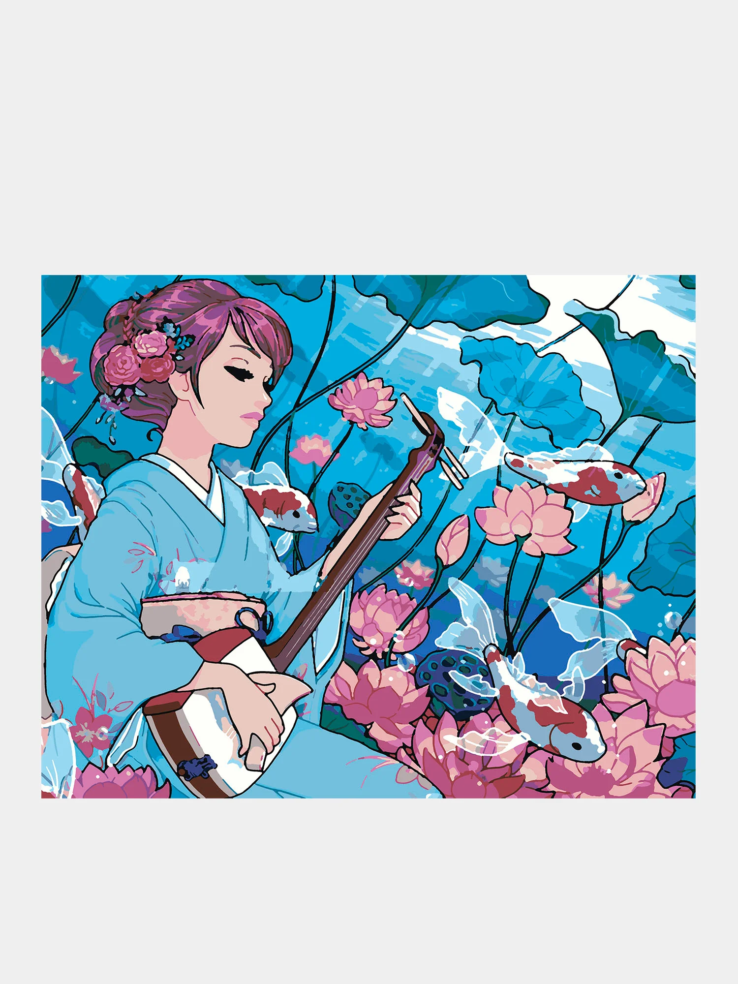 Картина по номерам аниме на холсте с подрамником 50х40 см \"Озёрная ...