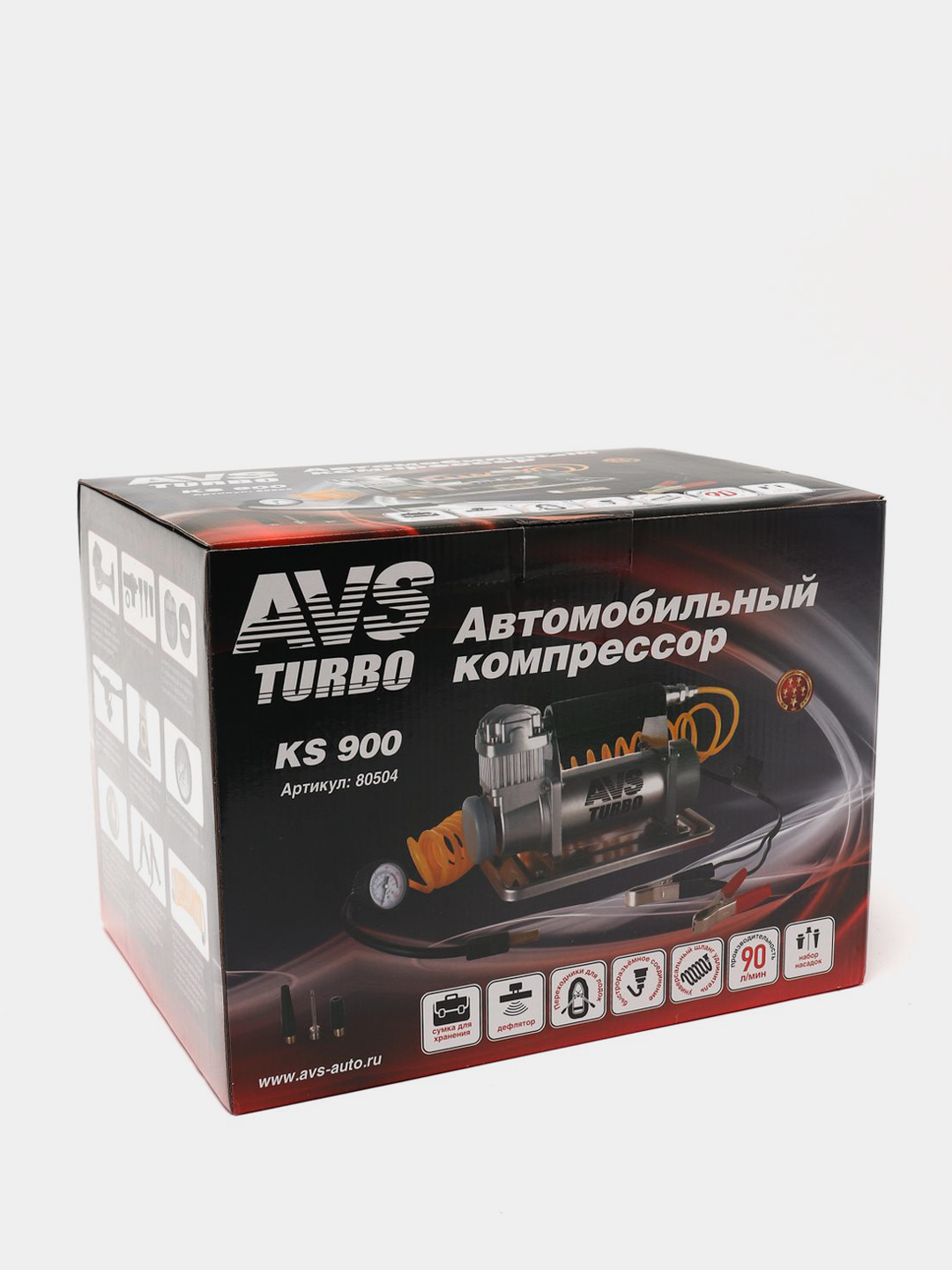Компрессор автомобильный AVS KS900 автокомпрессор для подкачки шин .