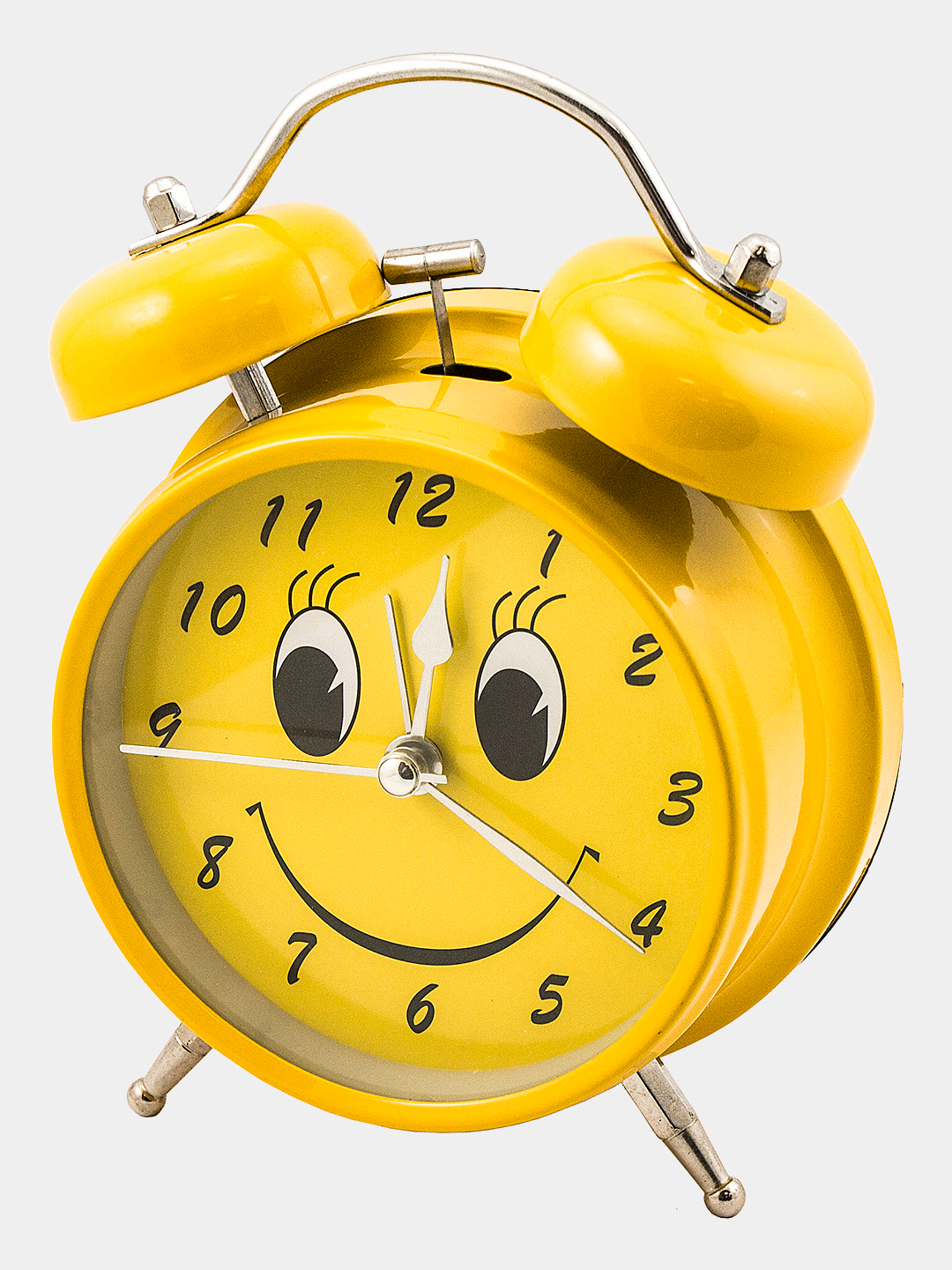 Часы будильник d-11,6 см Смайл жёлтый Эврика