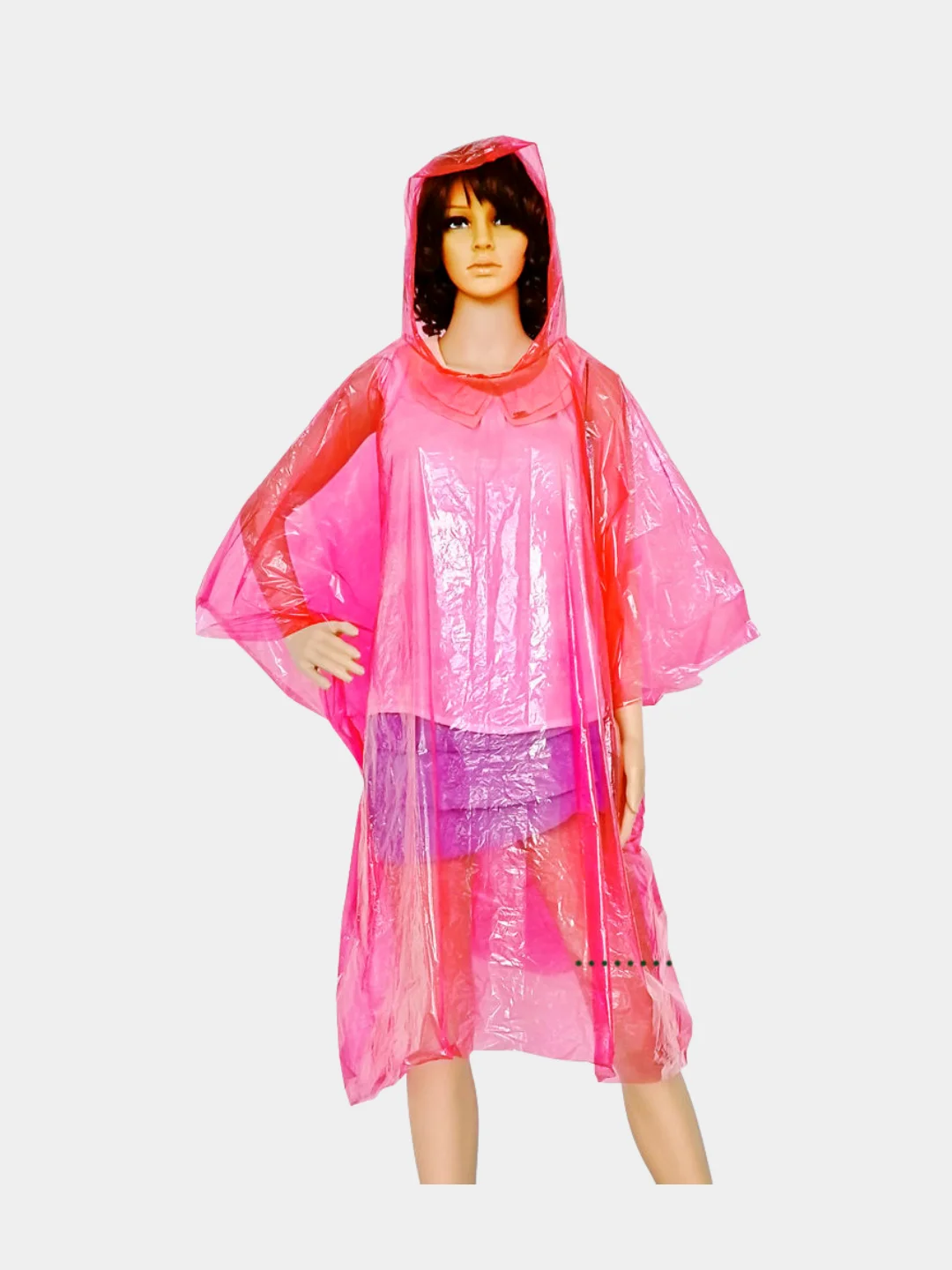 Дождевик Плащ Унисекс Однотонный 3 Цвета Панчо С Капюшоном 150 см