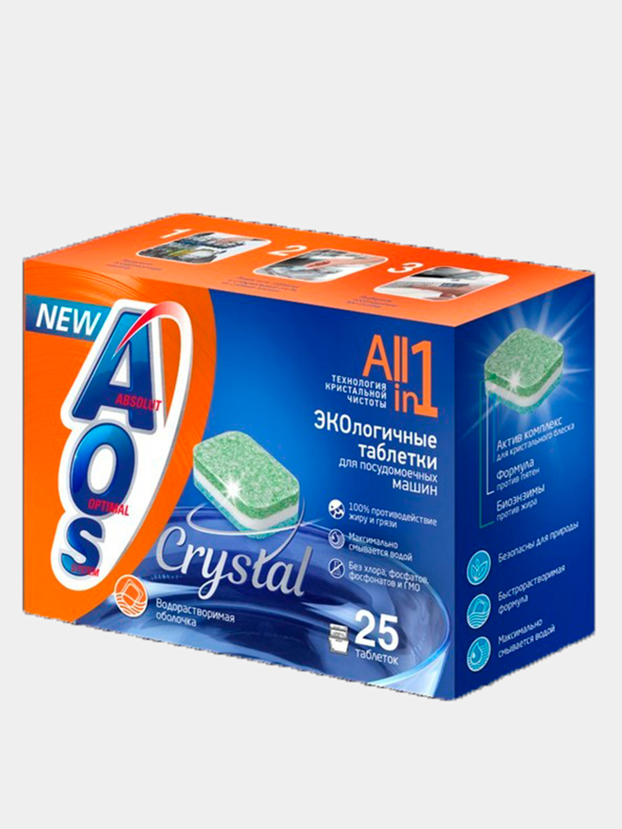 AOS crystal ЭКОлогичные таблетки для посудомоечных машин 25шт за 399 .