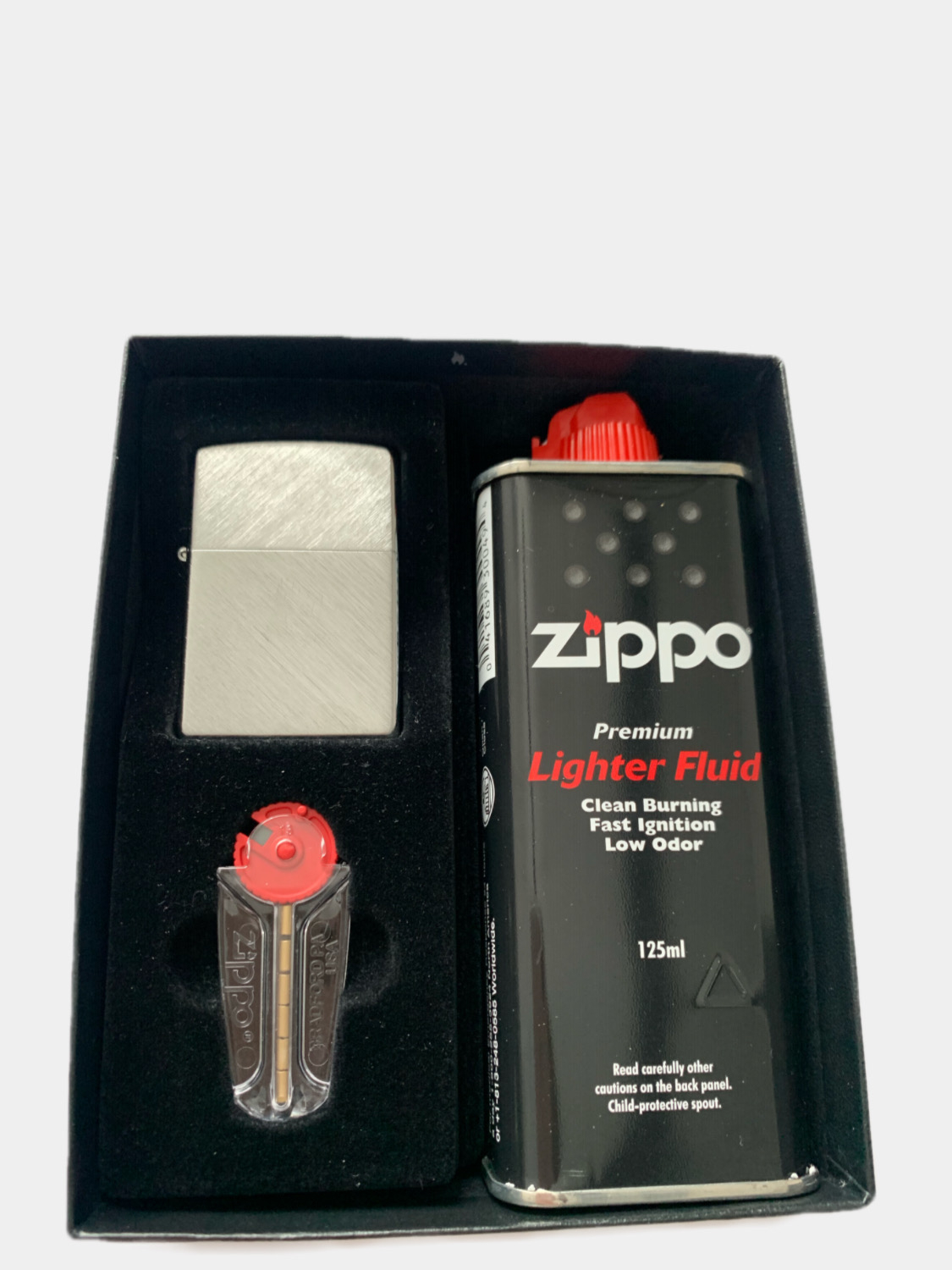 Набор: Зажигалка Zippo24648, кремний, бензин, пакет, в фирменной .