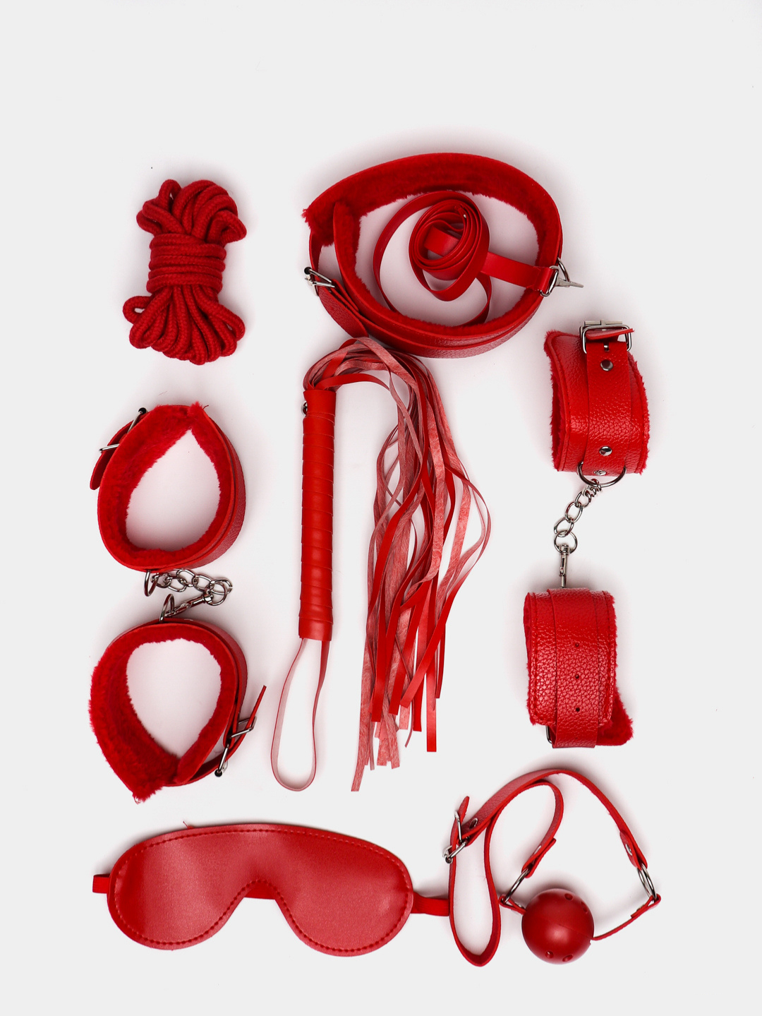 Набор БДСМ для связывания 8 секс игрушек плетка кляп маска наручники веревка чокер купить 