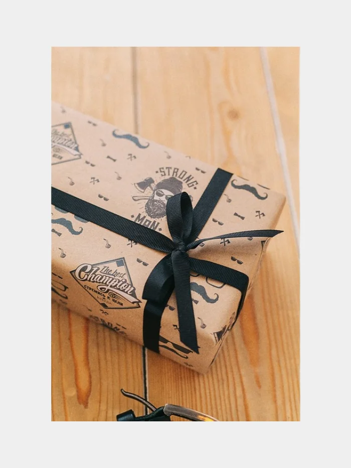 Бумага упаковочная крафтовая, мужская / упаковка подарка / бумага ...