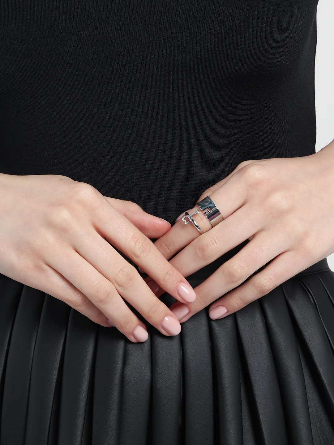 Кольца парные серебристые для друзей или влюбленных: ключик и замочек ...