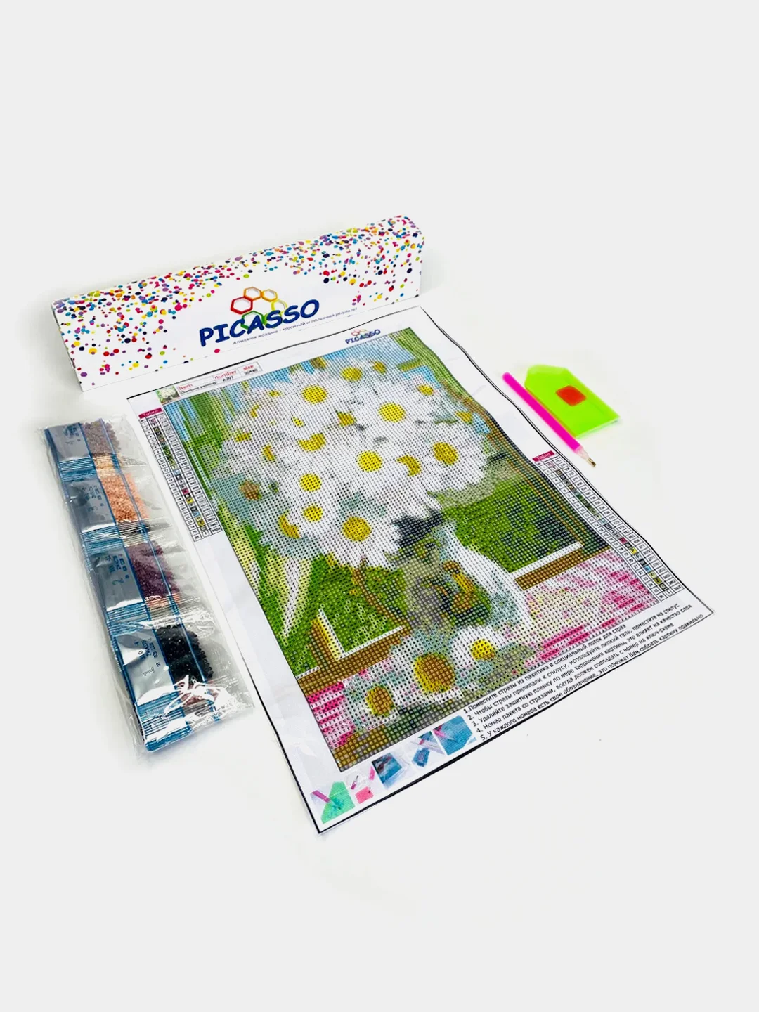 Алмазная мозаика 30х40 см "Цветы ромашки" без подрамника купить по цене ...