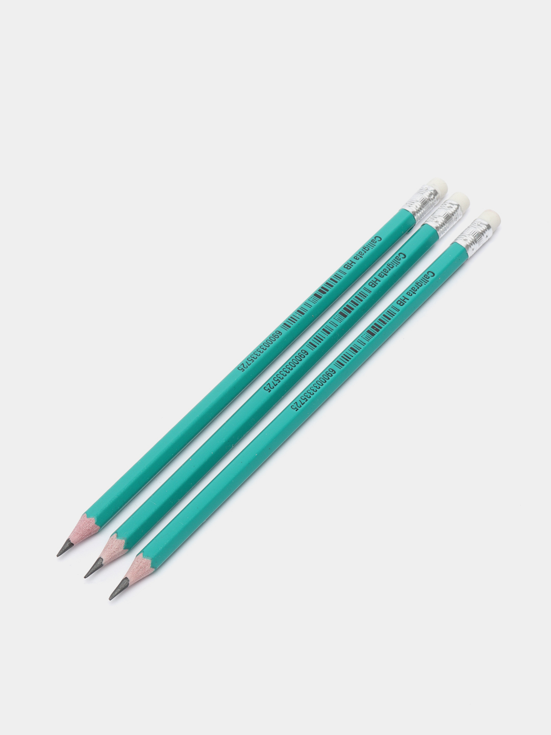 Простой карандаш с резинкой чернографитный, пластиковый, в комплекте 3 .