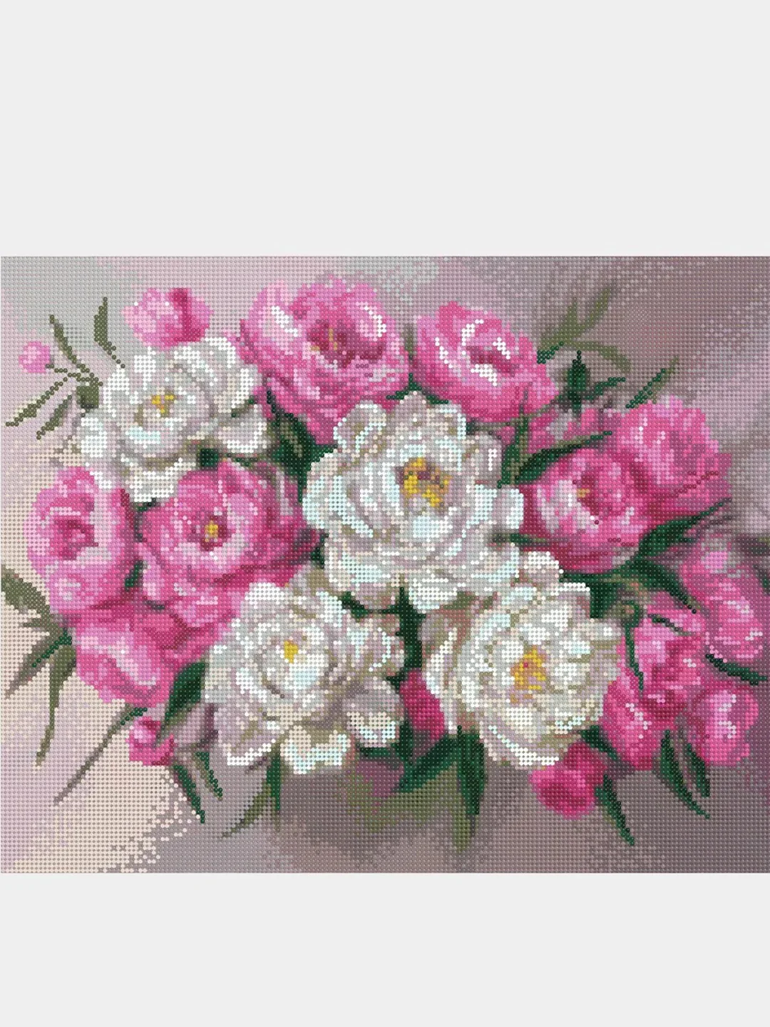 Алмазная мозаика на подрамнике \"Нежные пионы\", 40 х 50, полная выкладка ...