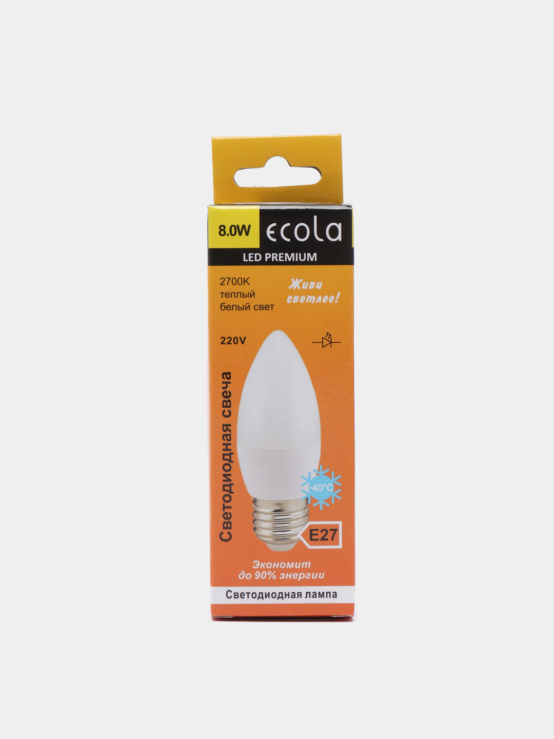 Лампа ecola premium светодиодная. Свеча 5w е14 матовая 360 Gauss.