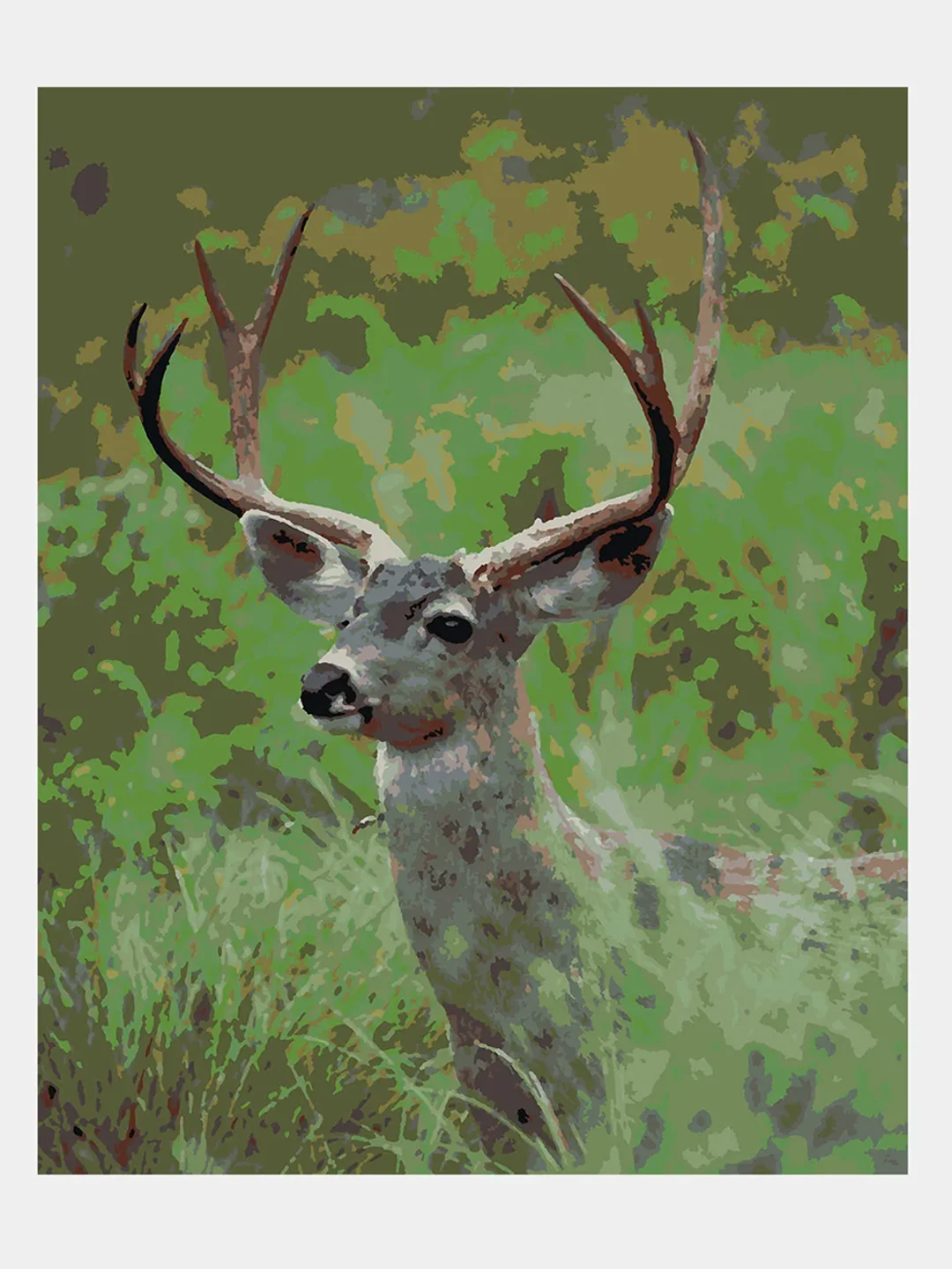 Картина по номерам на холсте с подрамником 50х40 см \"Олень в зелени\" за ...