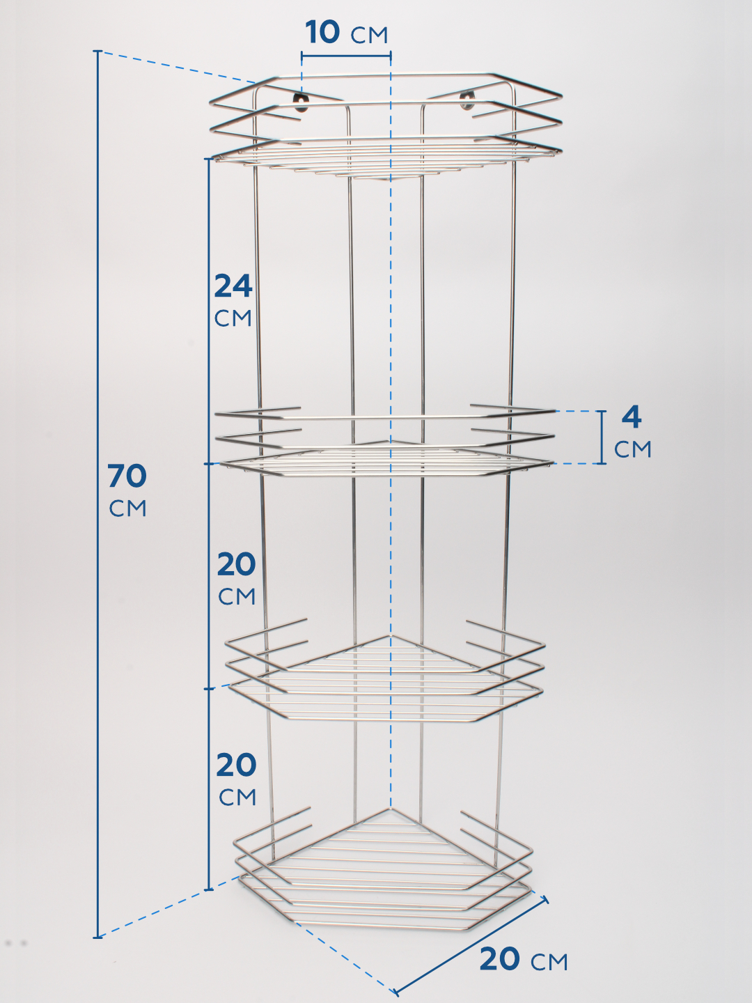 4 ярусная полка в ванную комнату угловая