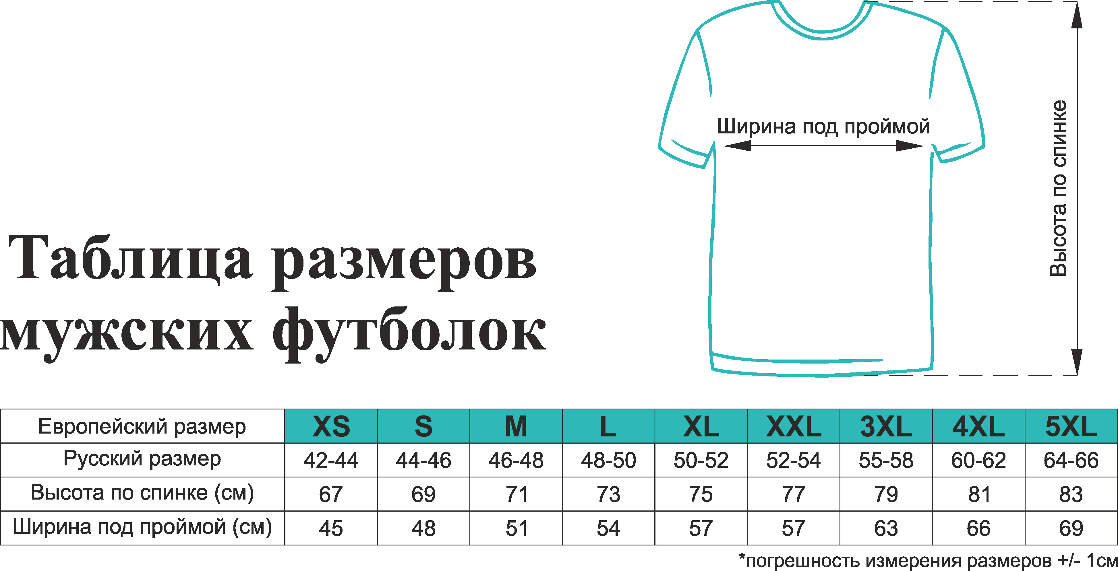 Размеры футболок мужских таблица Россия