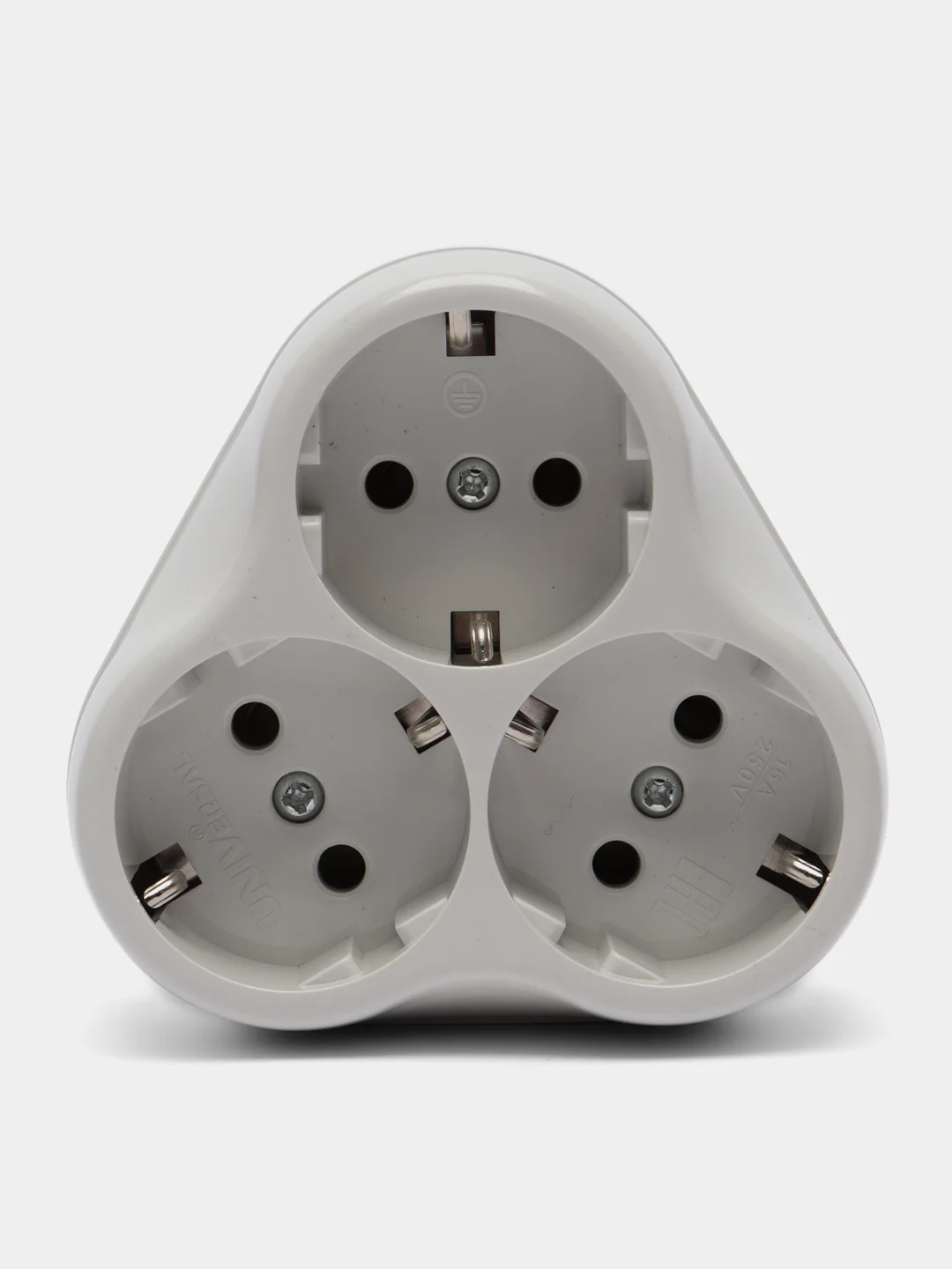 Разветвитель электрический тройник. 3 гнезда с заземлением. белый 16А ...