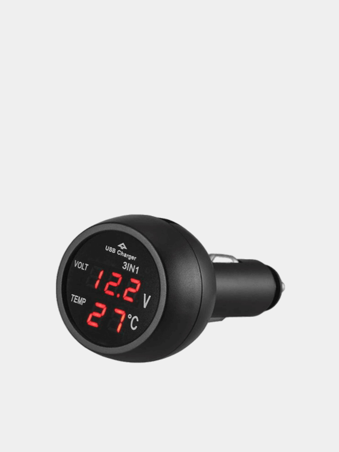 Цифровой автомобильный вольтметр в прикуриватель авто с термометром USB .