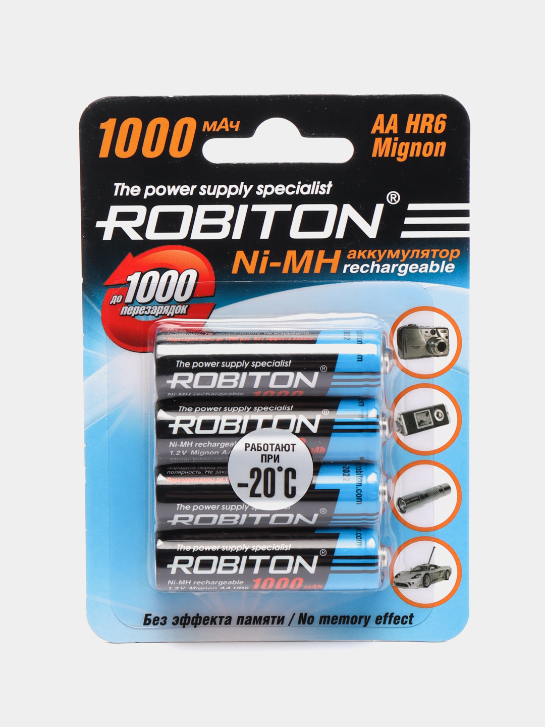 Пальчиковые аккумуляторные батарейки АА Robiton, 1000 mah, 4 штуки за .