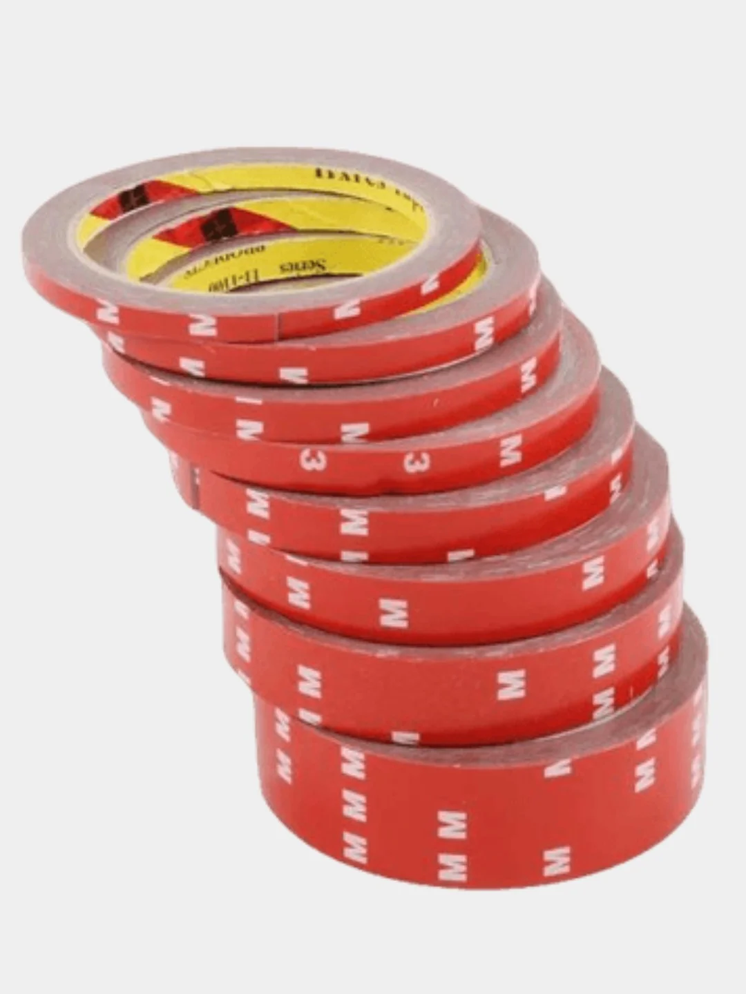 Скотч двухсторонний прозрачный, красный 3М. Скотч 3М двусторонний для ...