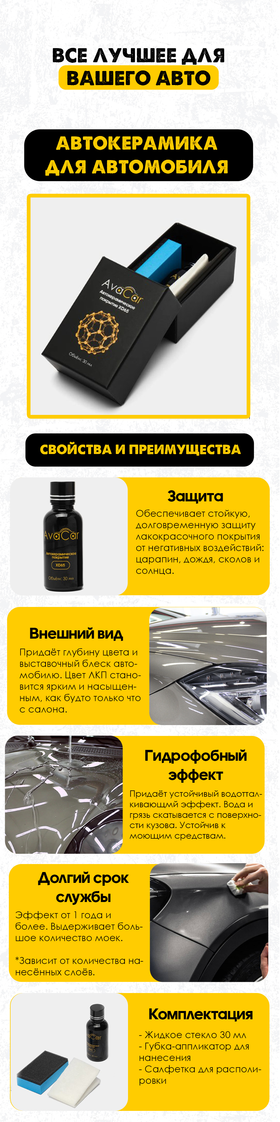 Автокерамическое покрытие Ava Car Жидкое стекло автокерамика для кузова  автомобиля 30 мл за 398 ₽ купить в интернет-магазине ПСБ Маркет от  Промсвязьбанка