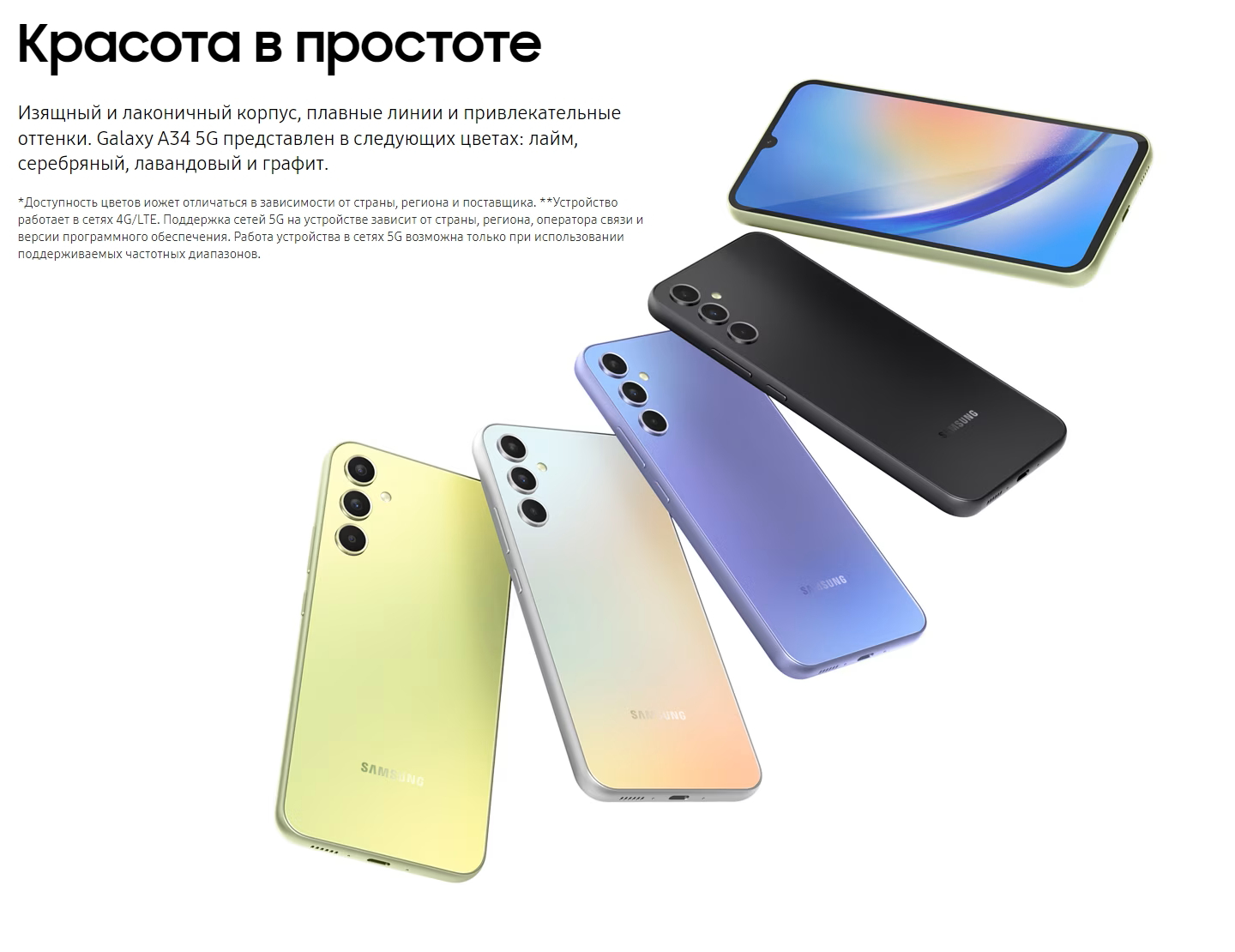 Смартфон Samsung Galaxy A34 5G, 6/128 GB, 8/256GB Amoled 120 Hz, 6.6