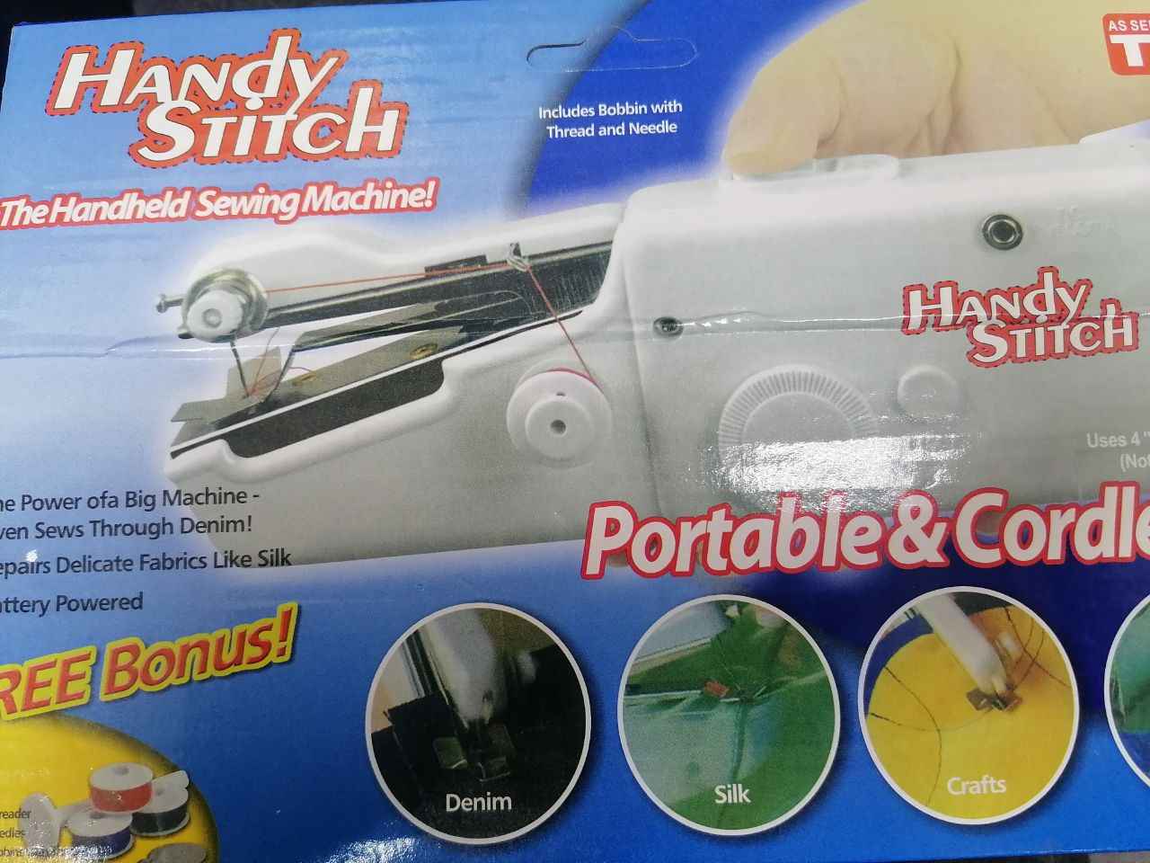 Handy Stitch ручная мини швейная машинка, беспроводная, на дачу, в поездку,  для ремонта одежды купить по цене 1050 ₽ в интернет-магазине Магнит Маркет