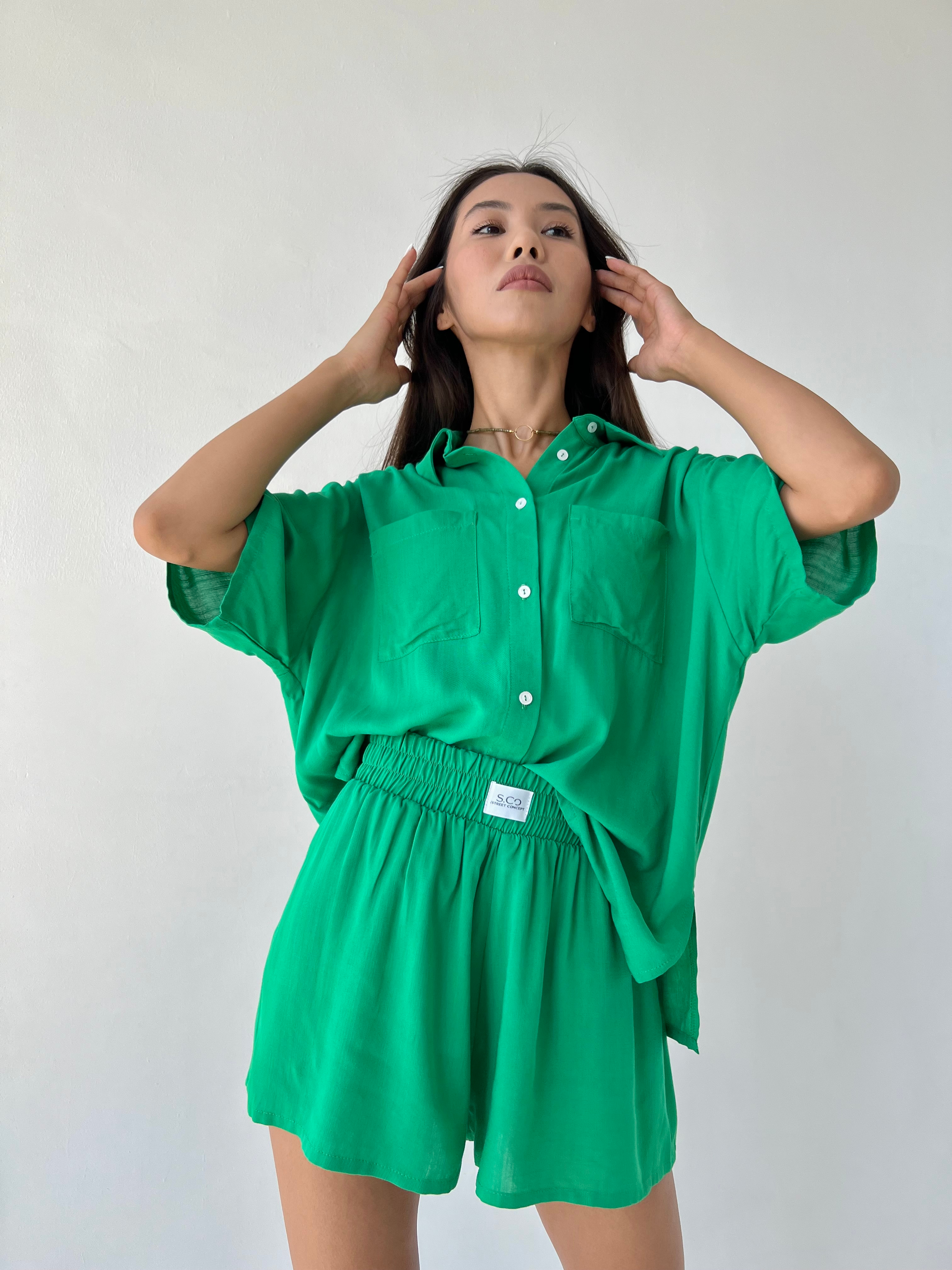 Женский летний костюм с шортами, 6 цветов, рубашка + шорты купить по цене 3499 ₽ в интернет-магазине KazanExpress