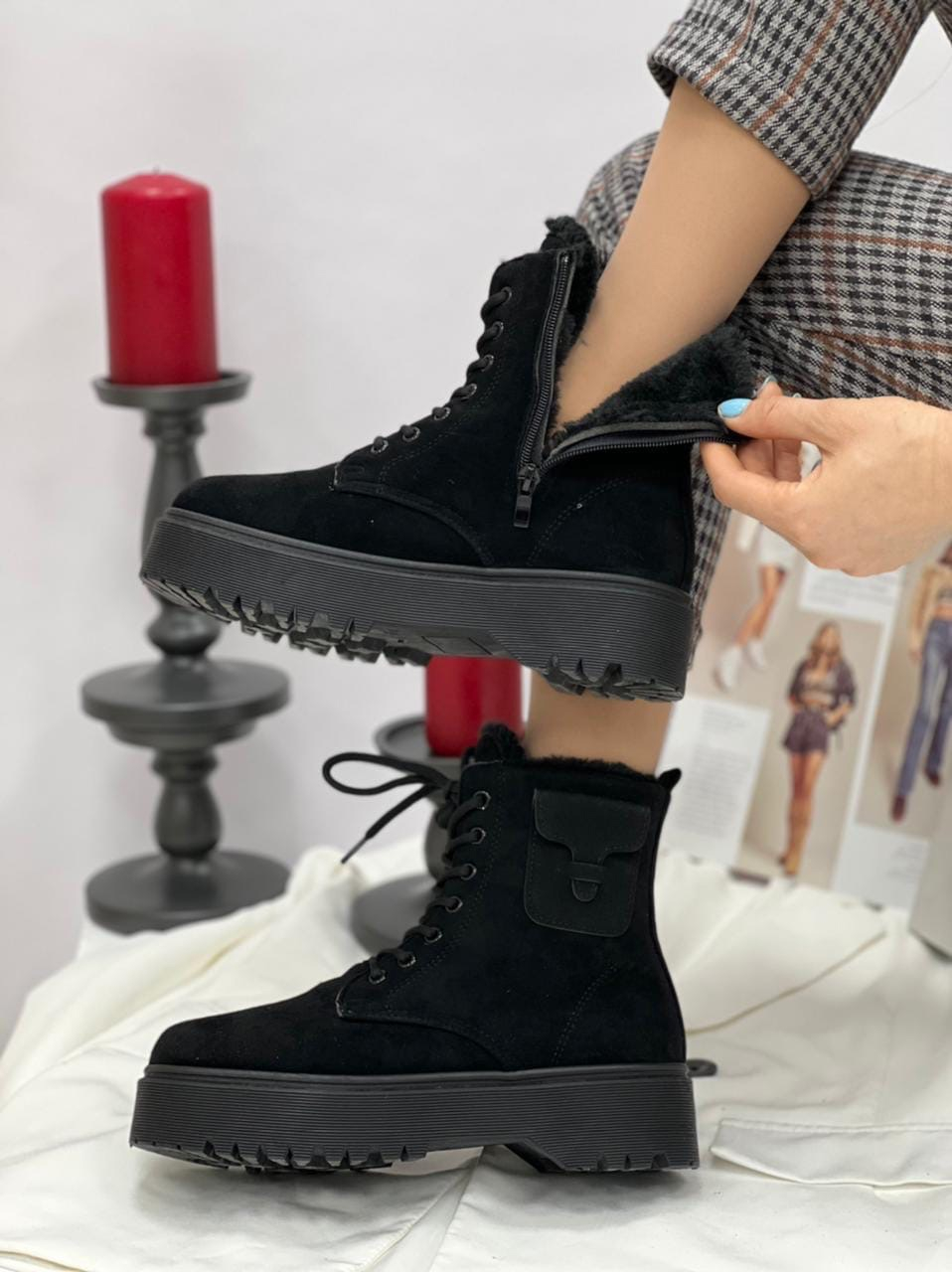 Ботинки женские зимние на шнурках купить по цене 899 ₽ в интернет-магазинеKazanExpress