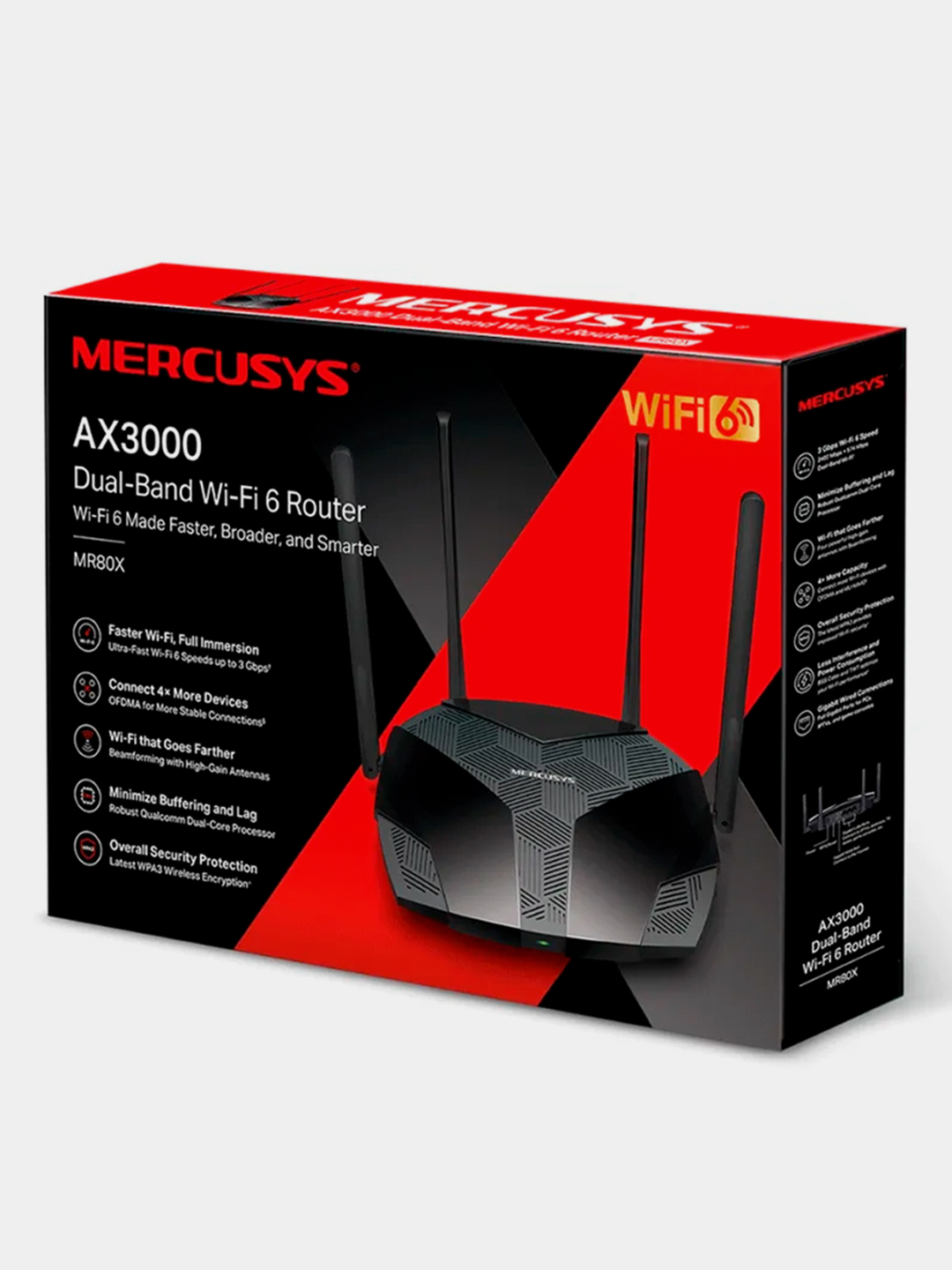 Двухдиапазонный гигабитный Wi‑Fi роутер Mercusys MR80X (AX3000) купить по  цене 5010 ₽ в интернет-магазине Магнит Маркет