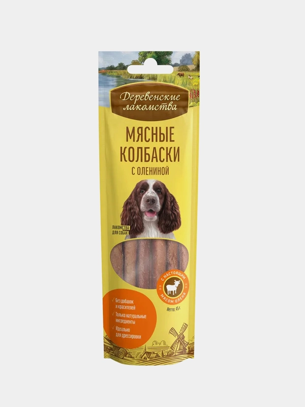 Мясные колбаски Деревенские лакомства для собак, с олениной, 45 г ...