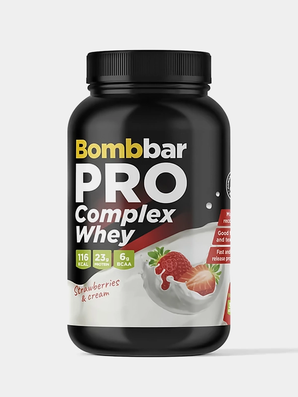 Многокомпонентный протеин "BOMBBAR" со вкусом "Клубника со сливками ...