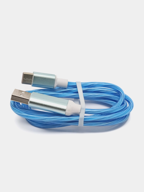 Кабель зарядный светящийся Lightning USB - Type-C провод 1м, тайп си ...