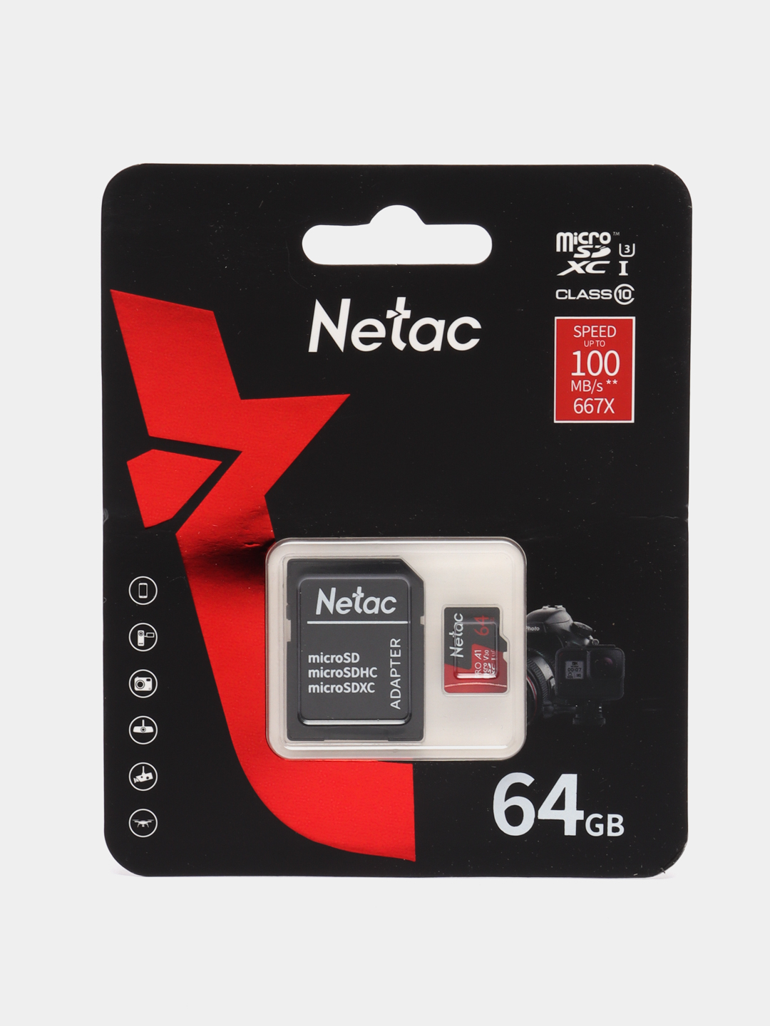 Карта памяти Netac, для регистратора, для видеорегистратора 32/64/128GB+SD  V10/U1/Class 10 купить по цене 990 ₽ в интернет-магазине Магнит Маркет