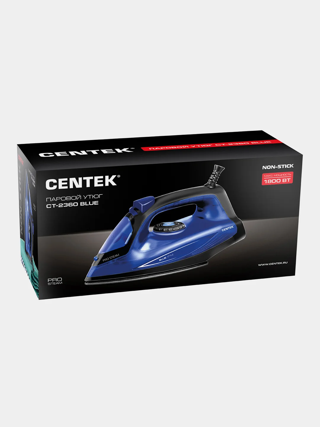 Утюг Centek CT-2360 BLUE, 1800Вт, антипригар. подошва, 200 мл, паровой ...