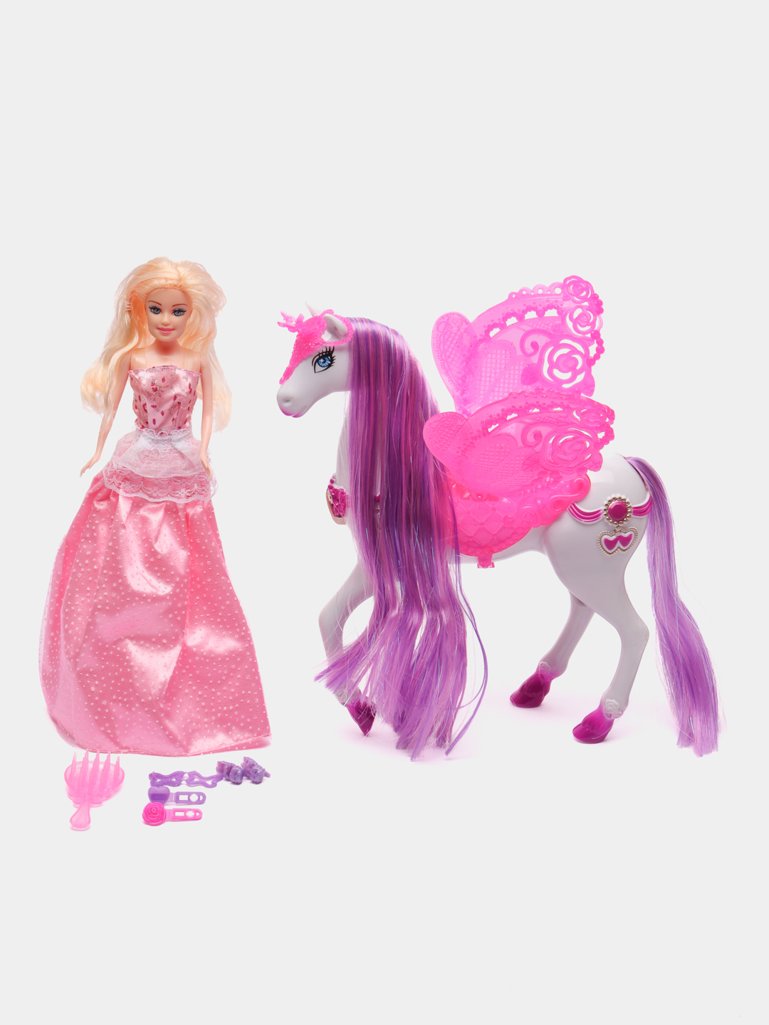 Кукла 53816 (2 вида, лошадь, аксессуары)