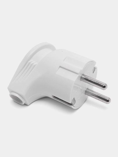 Вилка электрическая, угловая, с заземлением, Econ, белая, 16А, 250В ...