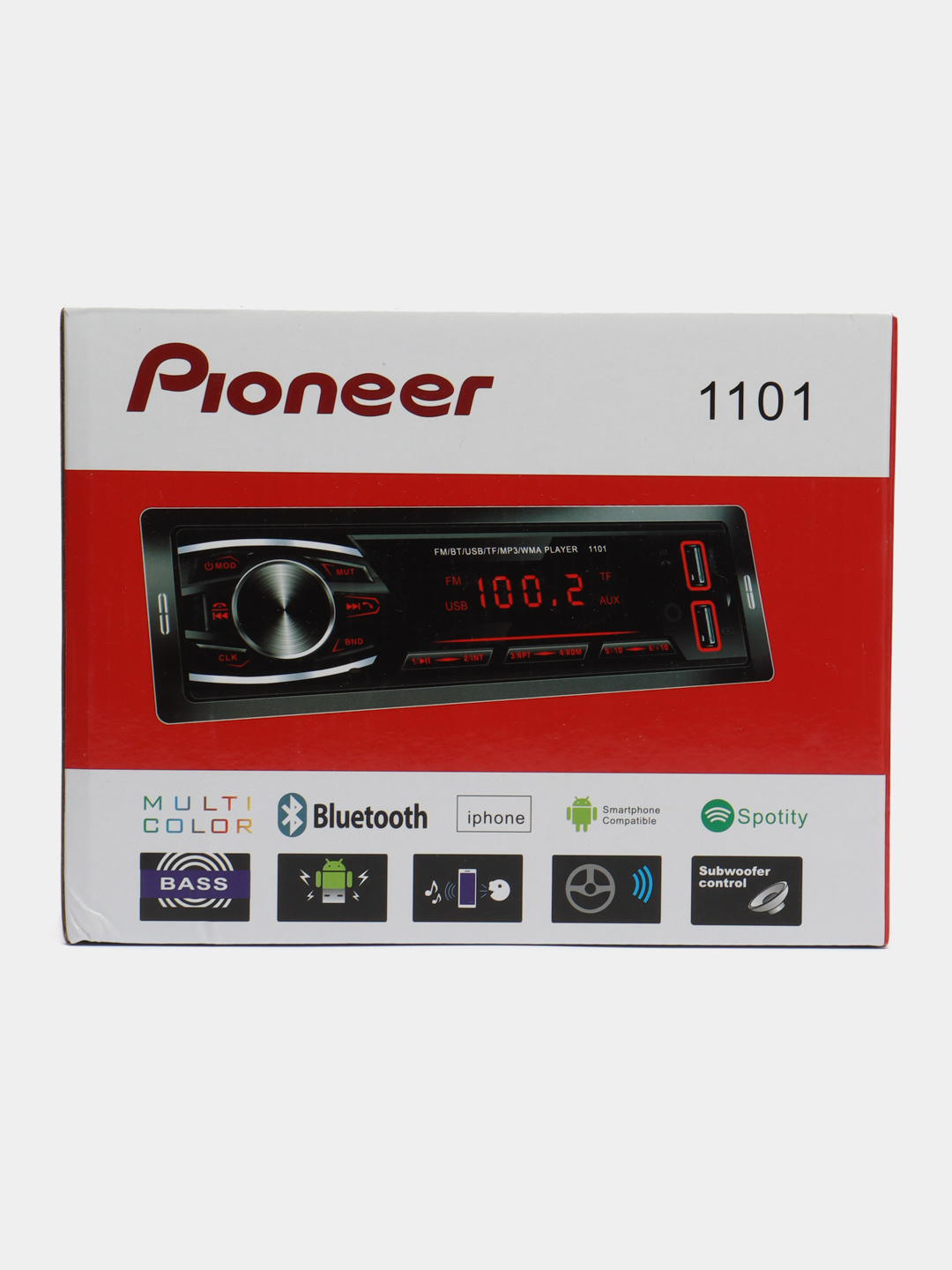 Автомагнитола Pioneer с Bluetooth, AUX и USB, MVH-1201 купить по цене 1499  ₽ в интернет-магазине KazanExpress