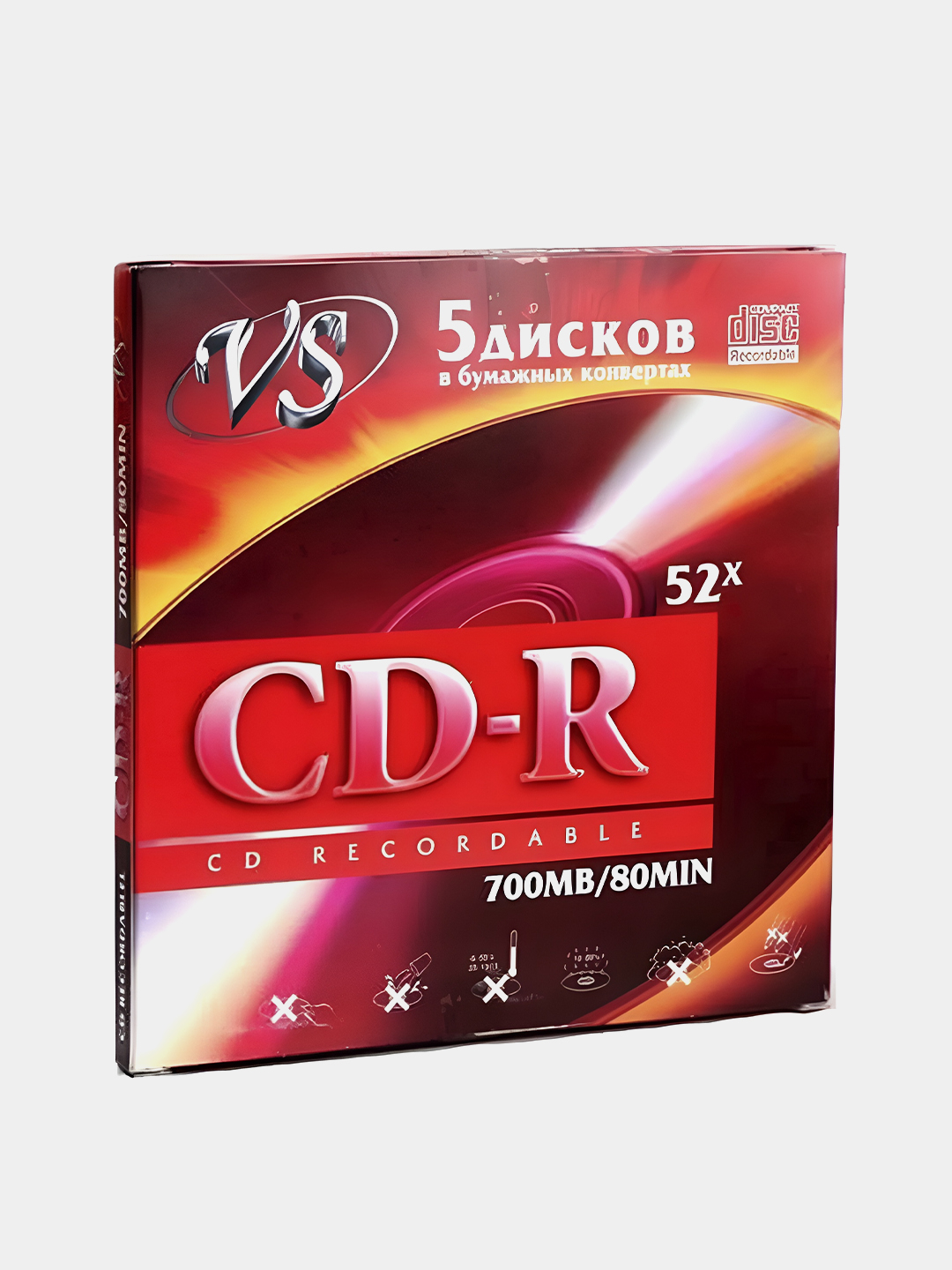 Диск VS CD-R 700MB, 5 дисков в бумажных конвертах купить по цене 279 ₽ в  интернет-магазине Магнит Маркет