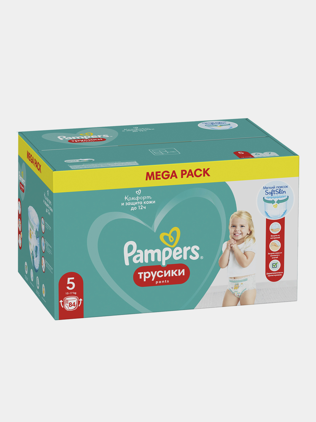 Трусики Pampers Pants, юниор, 12-17 кг, размер 5, 84 штуки купить по цене  4009 ₽ в интернет-магазине Магнит Маркет