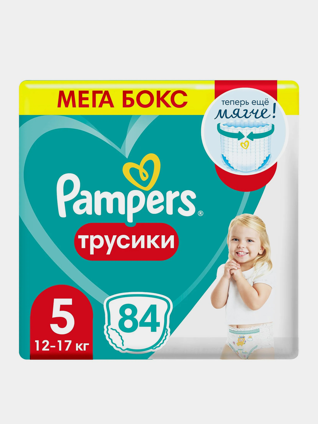 Трусики Pampers Pants, юниор, 12-17 кг, размер 5, 84 штуки купить по цене  4009 ₽ в интернет-магазине Магнит Маркет