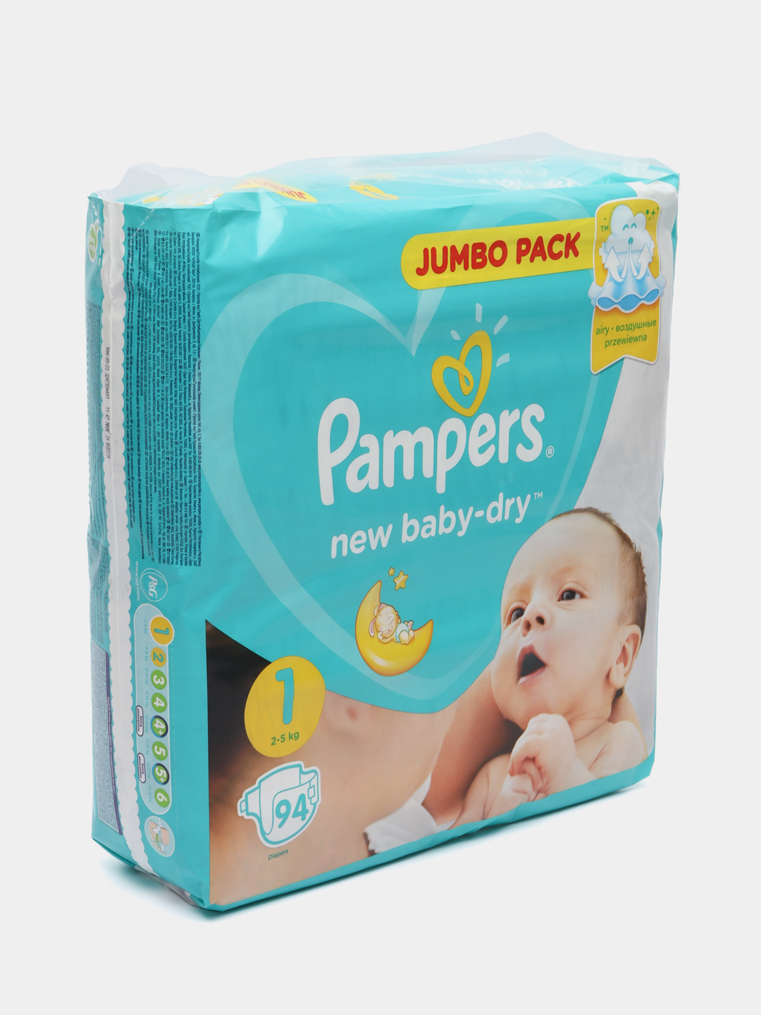 Подгузники Pampers New Baby-Dry для новорожденных, 2-5 кг, размер 1, 94 шт  купить по цене 1399 ₽ в интернет-магазине KazanExpress