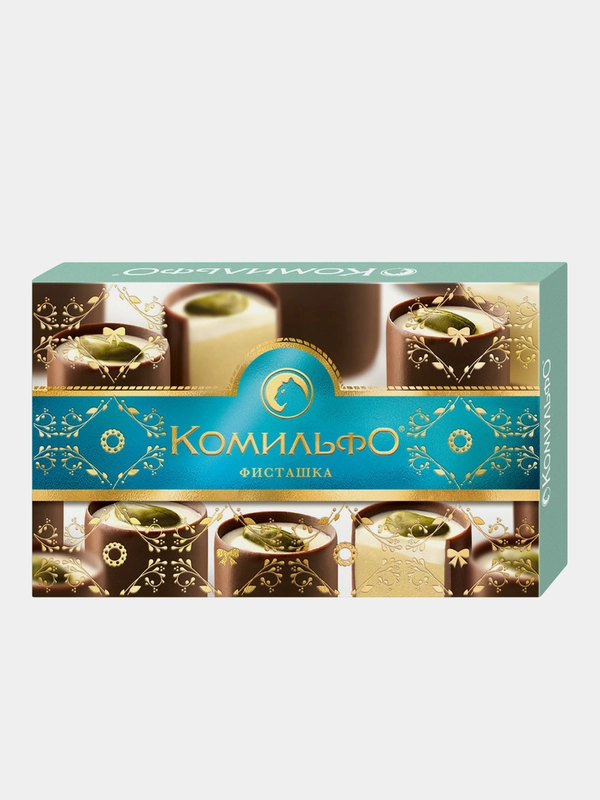 Шоколадные конфеты КОМИЛЬФО с двухслойной начинкой, фисташка, 116г ...