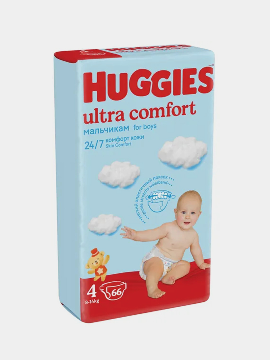 Подгузники Huggies Ultra Comfort для мальчиков 8-14кг, 4 размер, 66шт  купить по цене 1337 ₽ в интернет-магазине Магнит Маркет