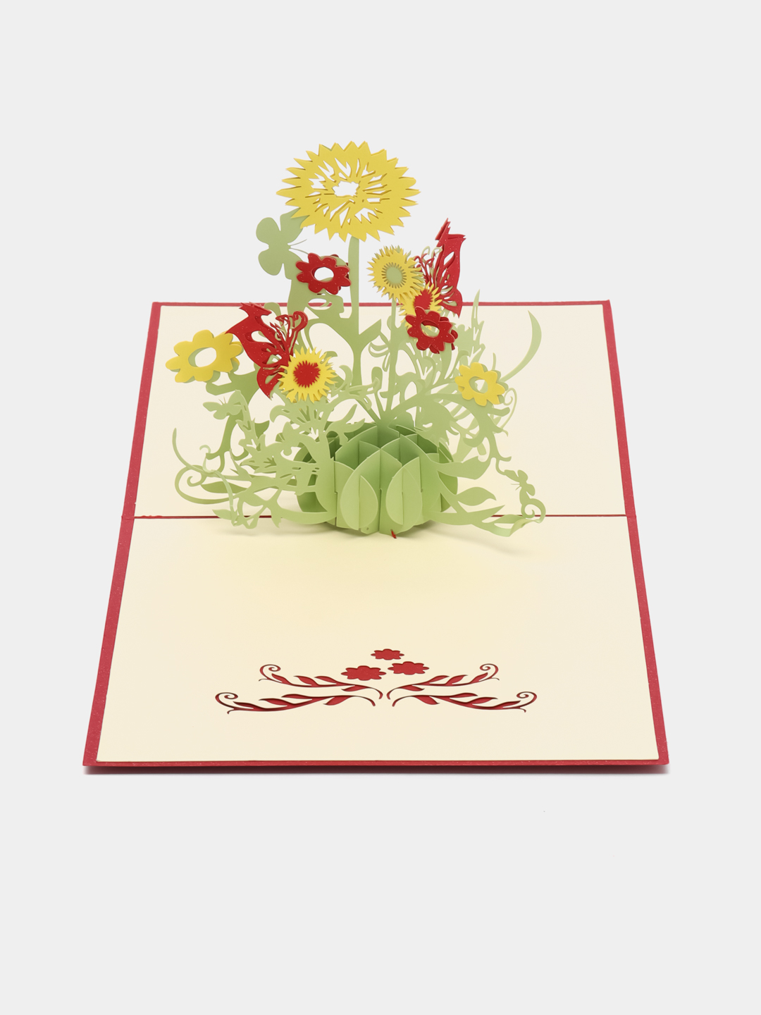 Объемная 3Д открытка «Красные цветы»
