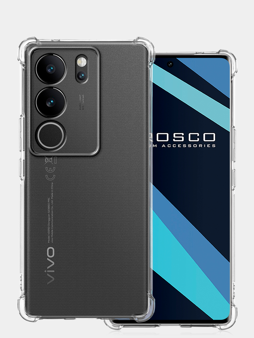 Противоударный чехол Vivo V29, силиконовый, ROSCO, с сеткой от прилипания,  усиленные углы купить по цене 199 ₽ в интернет-магазине Магнит Маркет