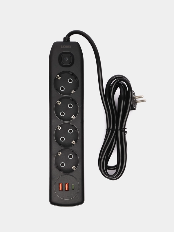 Сетевой удлинитель Q603, с Type-C, 2-мя USB портами и 4 евро-розетки ...