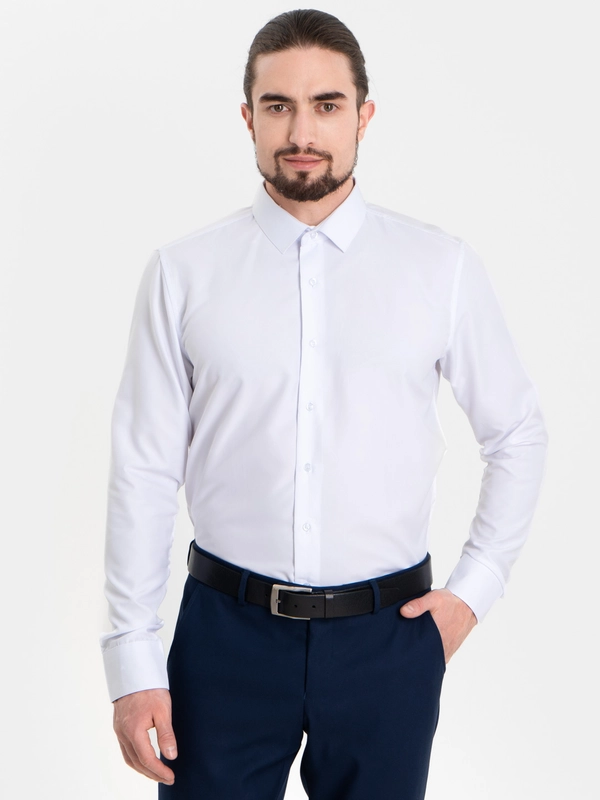 Рубашка мужская, белая, классическая, с длинным рукавом, Slim Fit ...